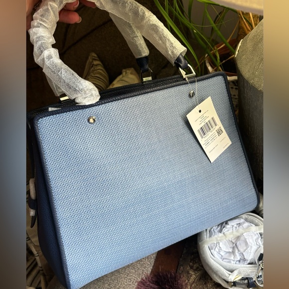 Authentic KATE SPADE floral Thick Canvas/pebbled leather 3 compart. Satch/crosby - Picture 7 of 16